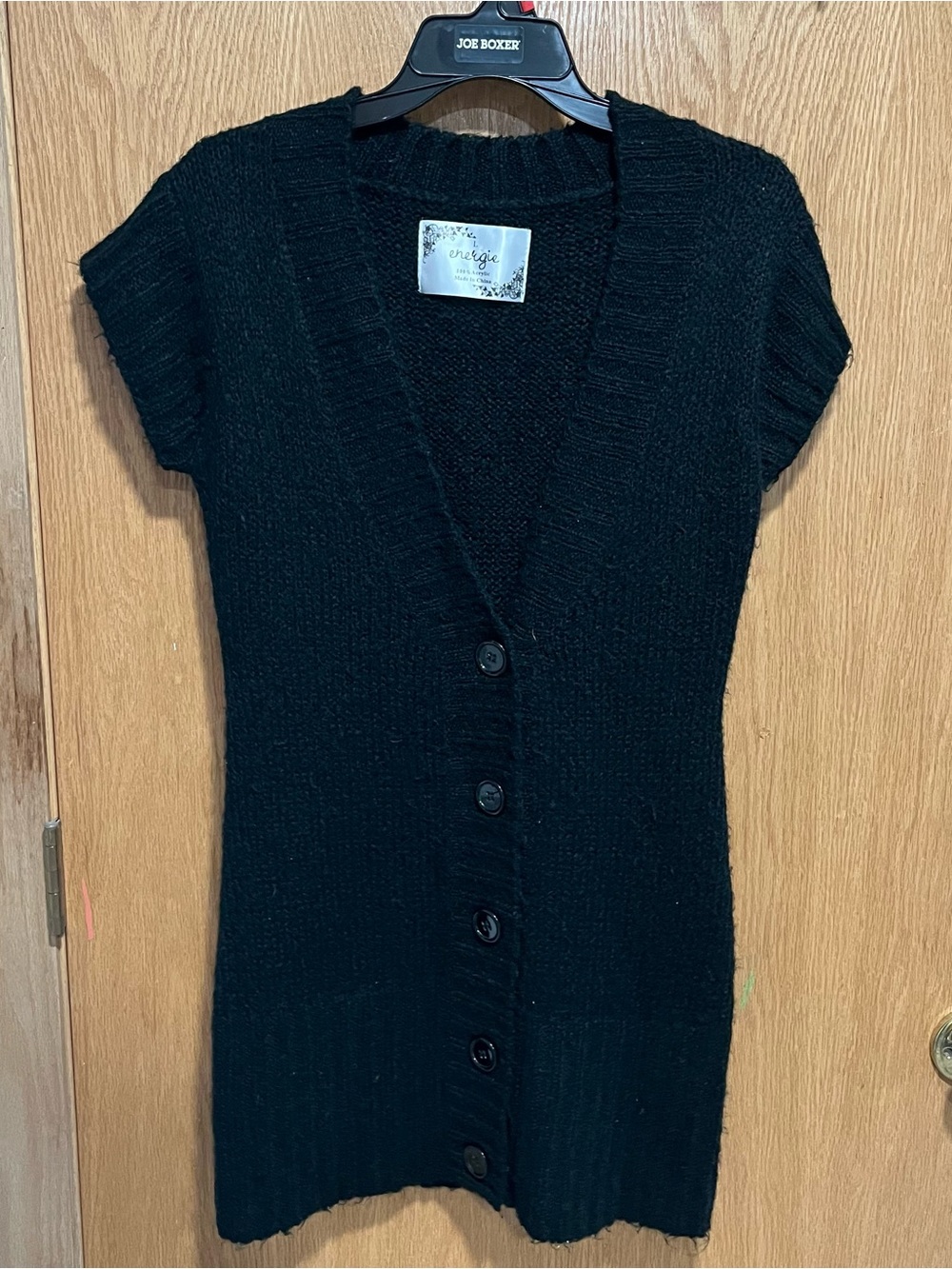 Energie Black Short-Sleeve Button-Front V-Neck Cardigan
